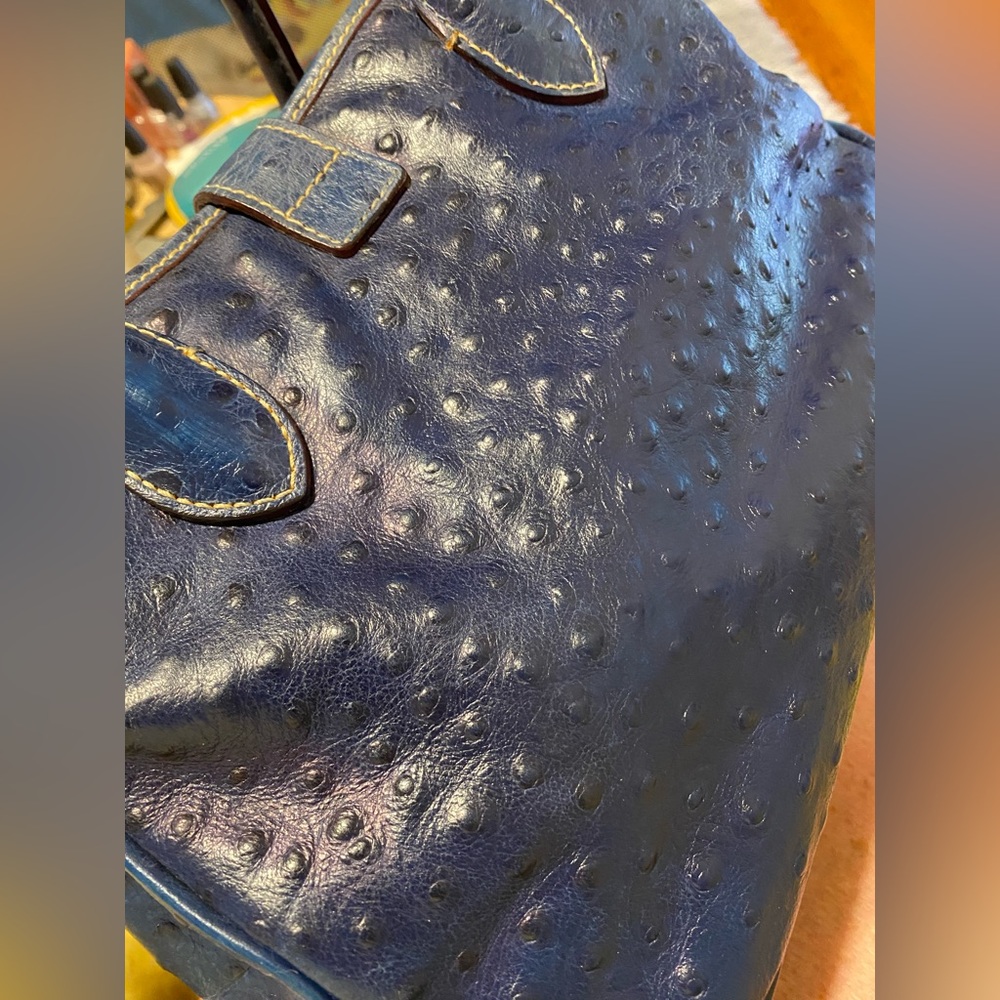 Dooney & Bourke Navy Ostrich Satchel - Picture 4 of 9